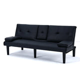 67-Inch Foldable PVC Sofa Bed With Cup Holder - Omega Lifestyles