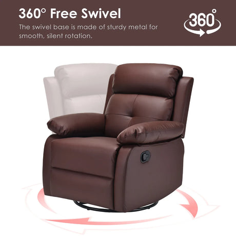 Small Space Brown Metal Swivel Rocker Recliner Chair - Omega Lifestyles
