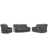 Grey Manual PU Upholstered Home Theater Recliner Chair Set - Omega Lifestyles