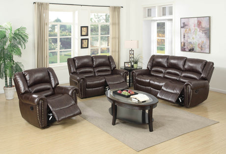 Manual Bonded Leather Recliner Chair With Nailhead Trim - Omega Lifestyles