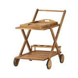 Natural Stained Acacia Wood Mobile Bar Cart With Wheels - Omega Lifestyles