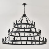 Farmhouse Wagon Wheel 36-Light Matte Black Chandelier - Omega Lifestyles