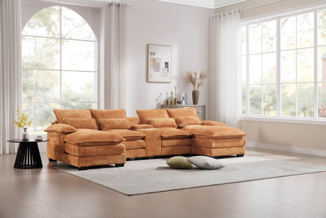 Modern U-Shaped Upholstered 6-Seat Sleeper Sofa - Omega Lifestyles