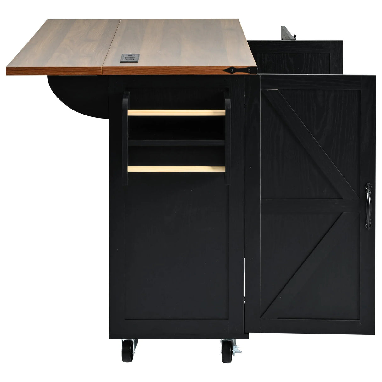 Farmhouse Kitchen Island Cart With Power Outlet - Omega Lifestyles