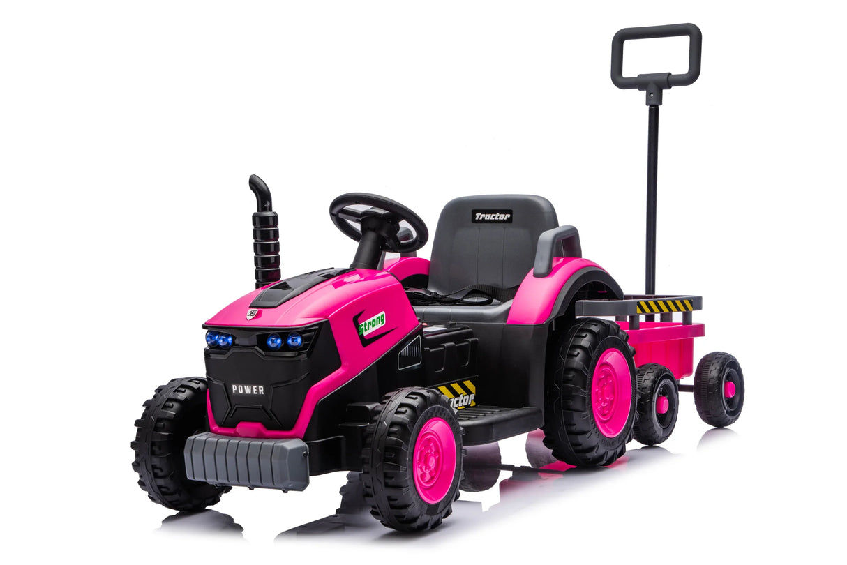 12V Kids Electric Ride On Tractor With Trailer Toy Car - Omega Lifestyles