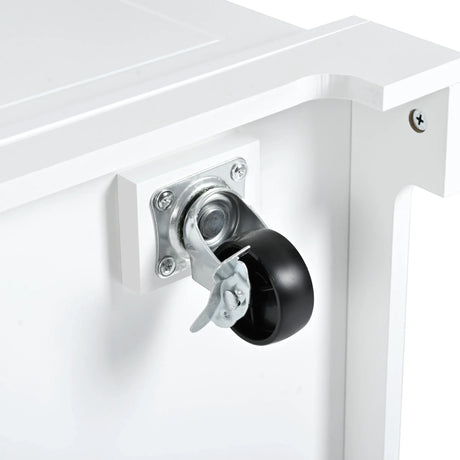 Fluted Rubber Wood Kitchen Island With Tilt-Out Trash Can - Omega Lifestyles