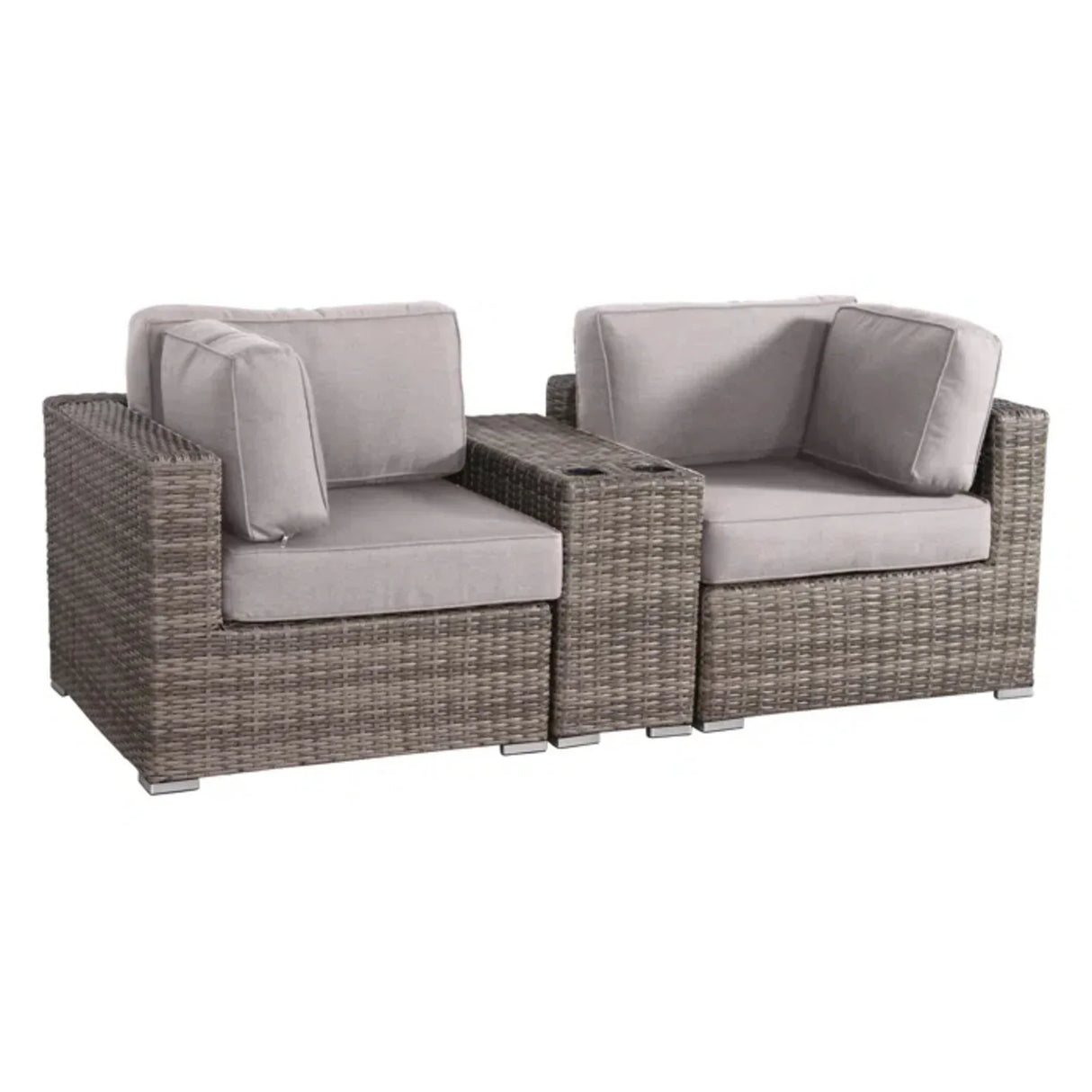 3-Piece Gray Rattan Wicker Outdoor Seating Group With Cushions - Omega Lifestyles