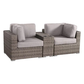 3-Piece Gray Rattan Wicker Outdoor Seating Group With Cushions - Omega Lifestyles