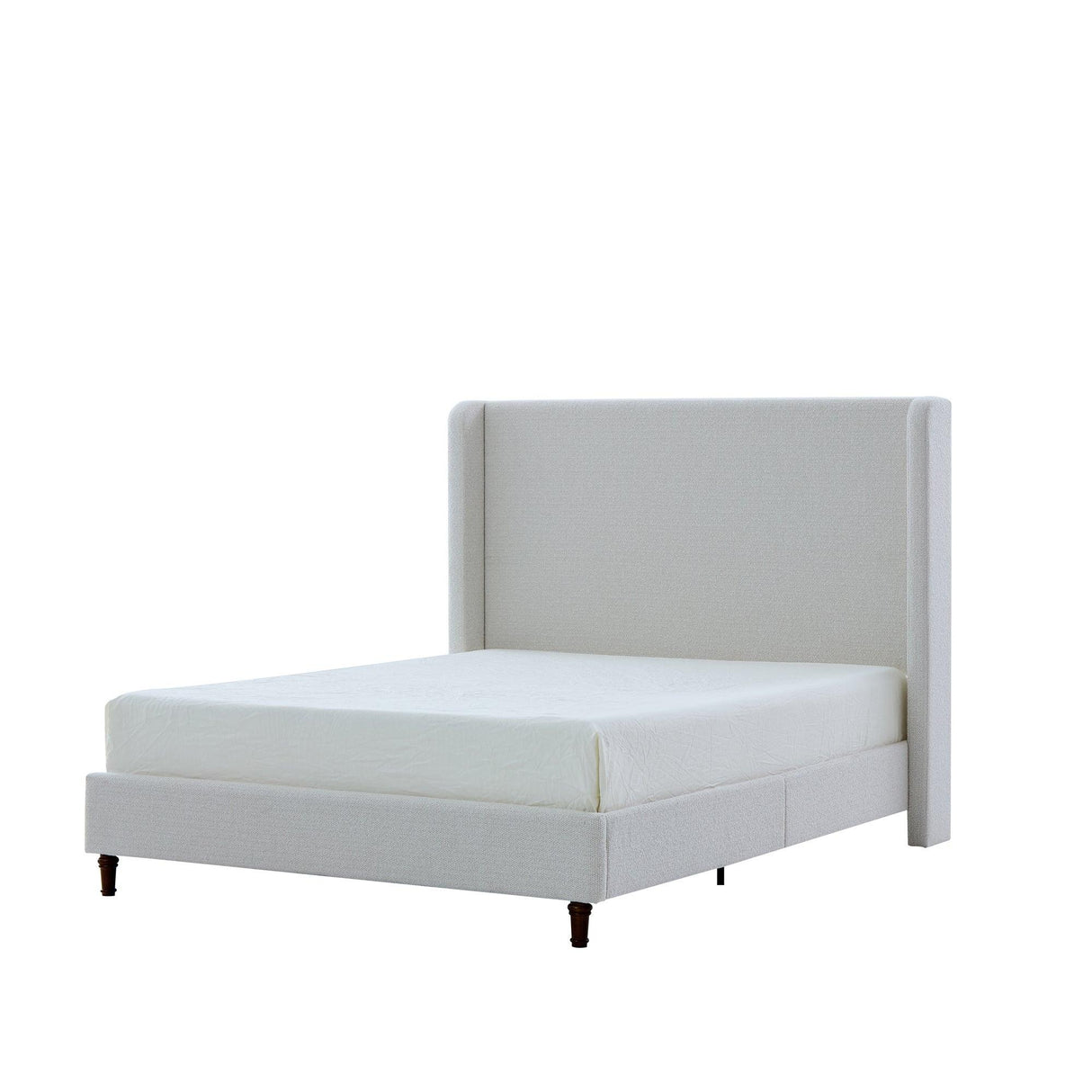 King Contemporary Cream White Boucle Upholstered Bed Frame - Omega Lifestyles