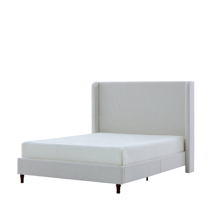 King Contemporary Cream White Boucle Upholstered Bed Frame - Omega Lifestyles