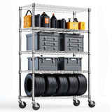 6-Tier Adjustable Carbon Steel Storage Shelving Unit With Wheels