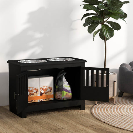 Elevated Dog Bowl Stand With Storage Cabinet - Sleep Galleria