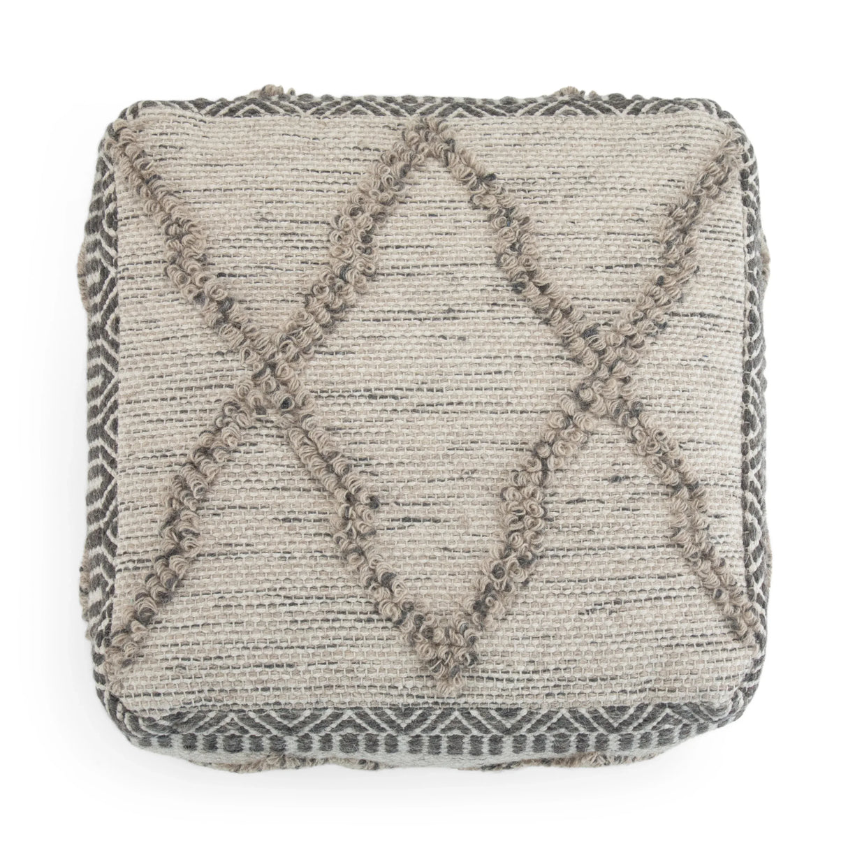 Handcrafted Wool Cotton Square Pouf Accent Furniture - Omega Lifestyles