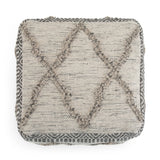 Handcrafted Wool Cotton Square Pouf Accent Furniture - Omega Lifestyles