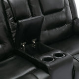 2-Seater Manual PU Leather Recliner Chair With Storage - Omega Lifestyles