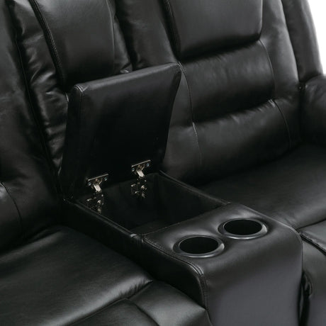 2-Seater Manual PU Leather Recliner Chair With Storage - Omega Lifestyles