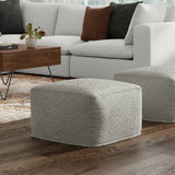 Light Gray Cotton Boucle Square Pouf Ottoman - Omega Lifestyles