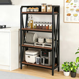 4-Level Adjustable Steel Wood Bakers Rack Storage Shelf