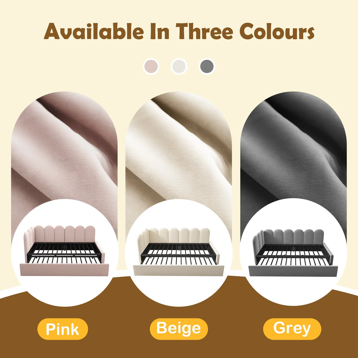 Beige Velvet L-Shaped Twin Daybed With Pull-Out Trundle - Omega Lifestyles