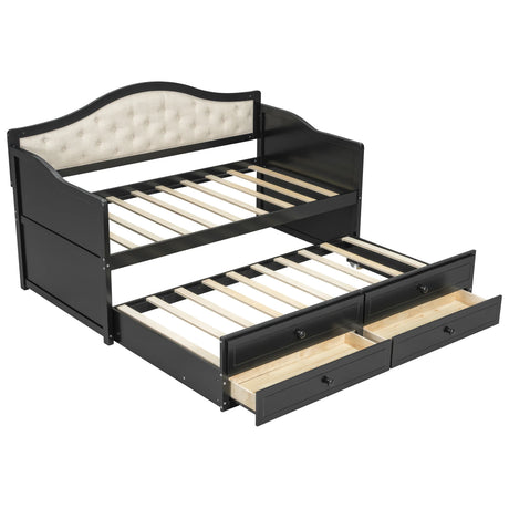 Twin Daybed With Pull-Out Trundle And Storage Drawers - Omega Lifestyles