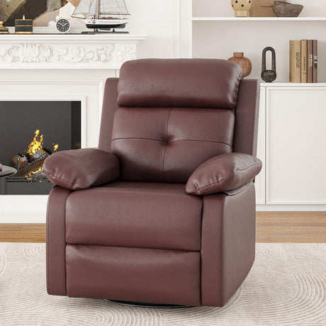 Small Space Brown Metal Swivel Rocker Recliner Chair - Omega Lifestyles
