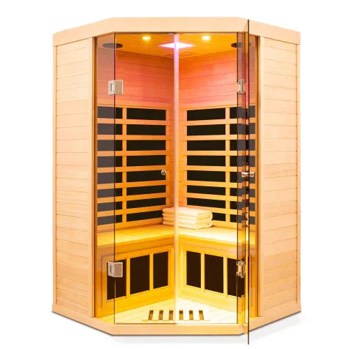 Far Infrared Carbon Crystal Pentagonal Solid Wood Sauna - Omega Lifestyles