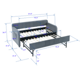 Twin Velvet Upholstered Daybed Frame With Trundle - Omega Lifestyles