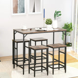 5-Piece Industrial Rustic Brown Particle Board Bar Table Set - Omega Lifestyles