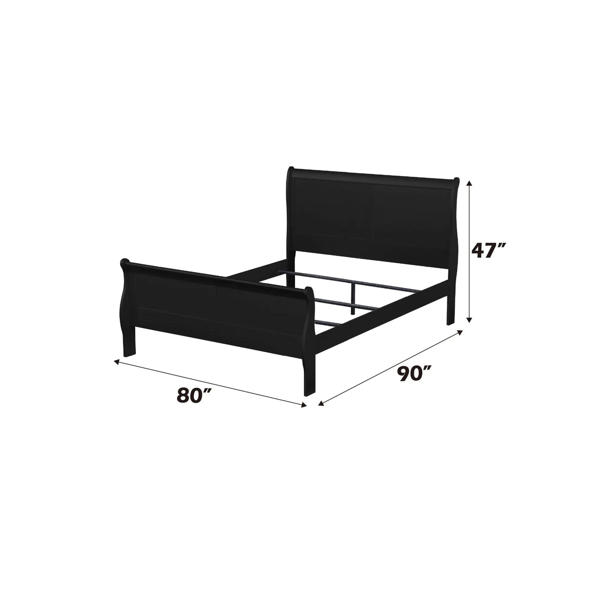 Eastern King Black Synthetic Wood Sleigh Bed Frame - Omega Lifestyles