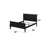 Eastern King Black Synthetic Wood Sleigh Bed Frame - Omega Lifestyles