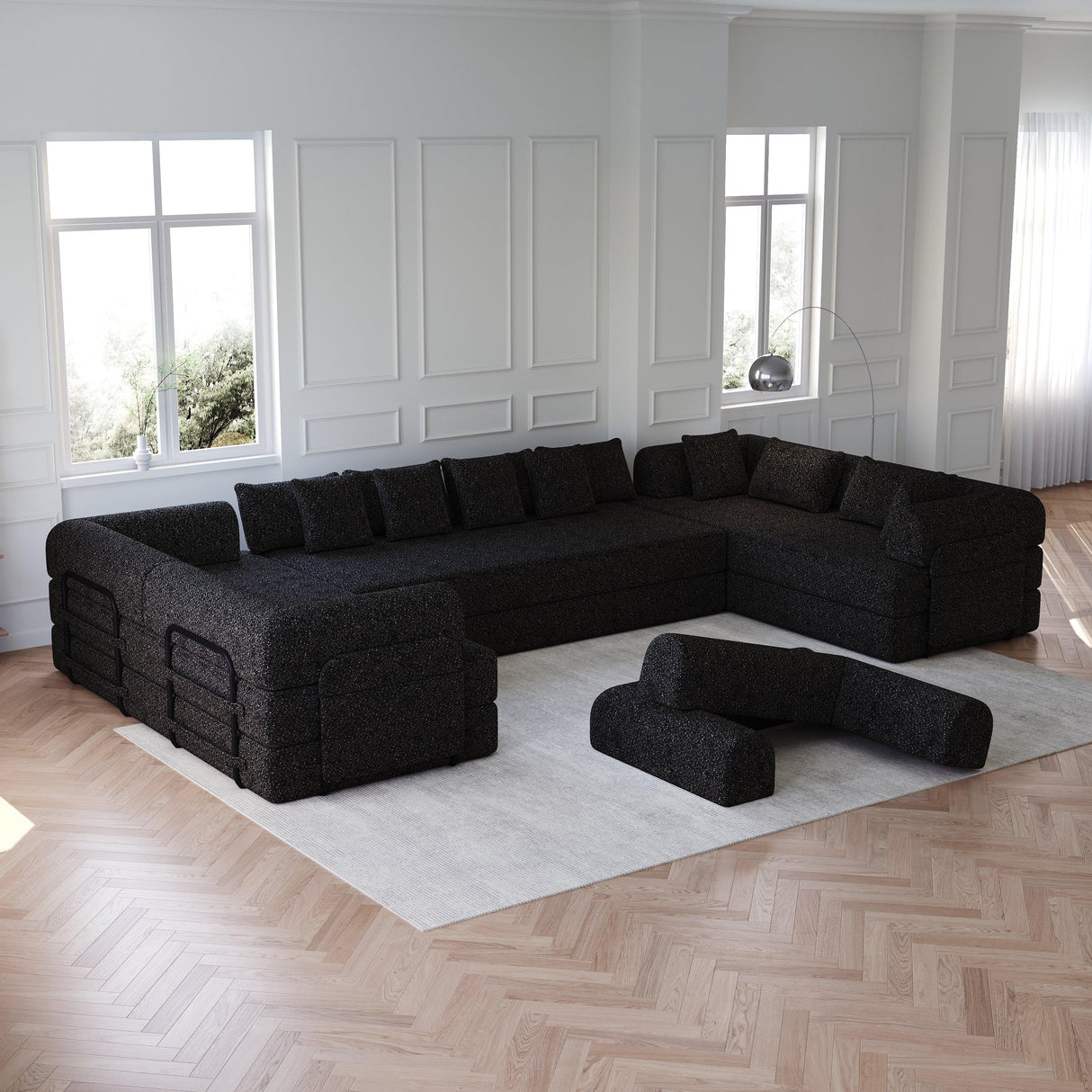 Convertible Chenille Sleeper Sofa Bed With Storage Pocket - Omega Lifestyles