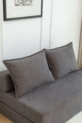 Foldable Corduroy 2-Seat Sofa Bed With Lumbar Pillow - Omega Lifestyles