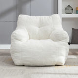 Ivory Soft Teddy Fabric Foam Bean Bag Chair - Omega Lifestyles