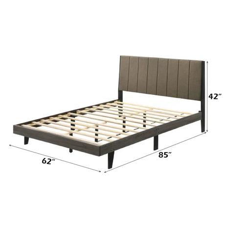 Queen Brown Fabric And Synthetic Wood Bed Frame - Omega Lifestyles