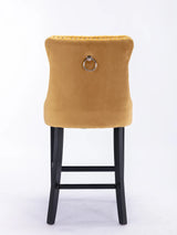 Set of 2 Velvet Upholstered Mid-Century Modern Barstools - Omega Lifestyles