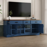Blue 67-Inch Manufactured Wood TV Console Stand - Omega Lifestyles