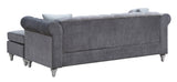 Gray Velvet Chaise Lounge Sofa With Pocketed Coil Seating - Omega Lifestyles