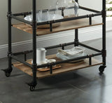 Industrial Style Metal Frame 3-Tier Oak Serving Cart - Omega Lifestyles