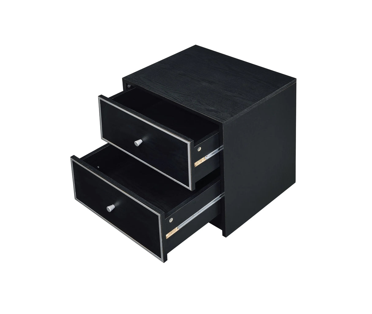 Black And Silver Synthetic Wood Accent Table With Drawers - Omega Lifestyles