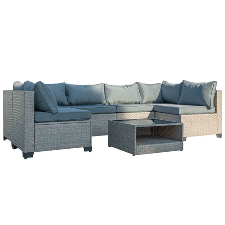 7-Piece Outdoor Wicker Sectional Patio Furniture Set - Omega Lifestyles