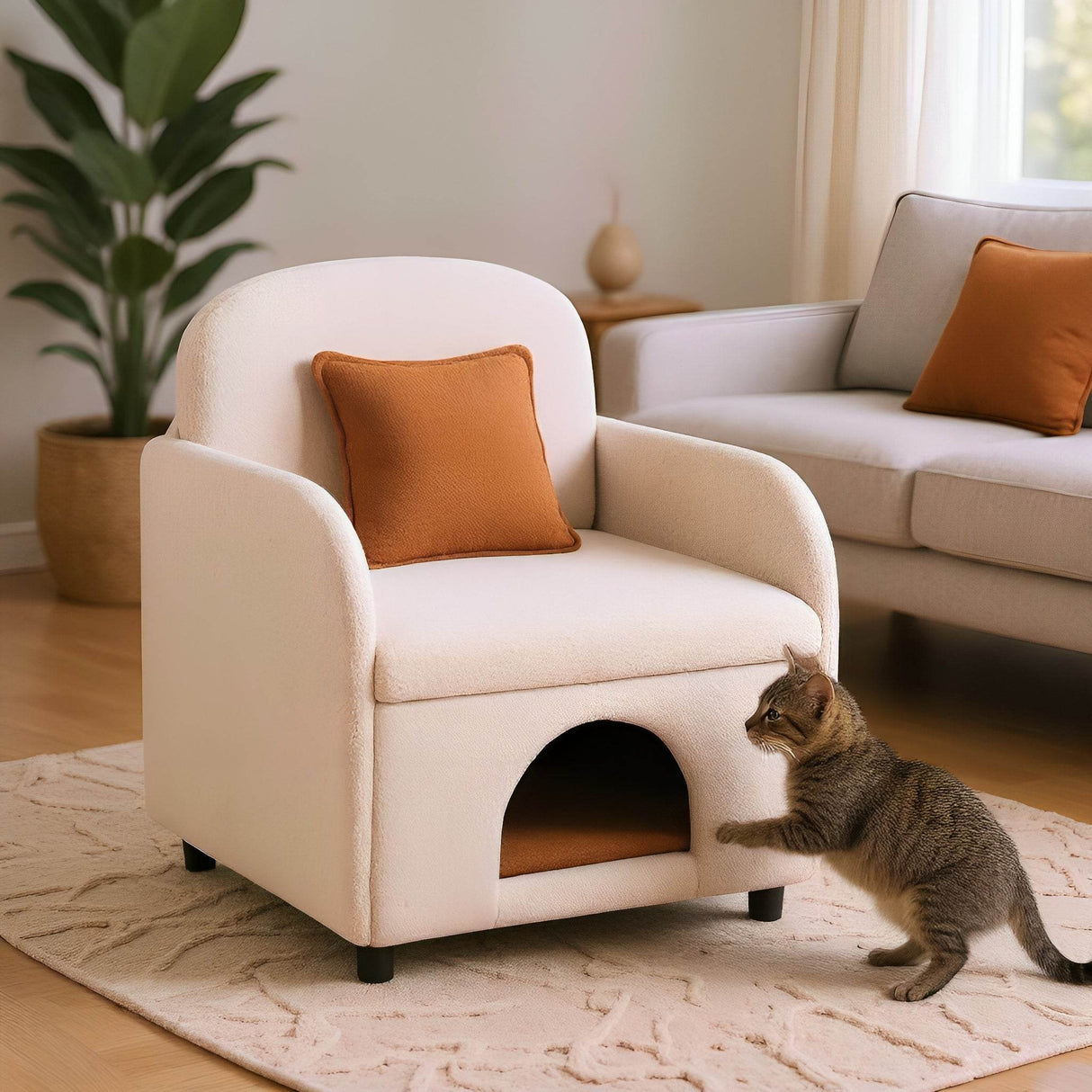 Pet Friendly Sherpa Upholstered Fluffy Fabric Accent Chair - Omega Lifestyles