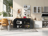Farmhouse Style Rolling Kitchen Island With Power Outlet - Omega Lifestyles
