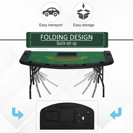 Foldable Half-Shape Professional Blackjack Poker Table - Omega Lifestyles