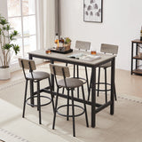 Bar Table Set With 4 PU Upholstered Soft Seat Stools - Omega Lifestyles