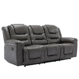 Grey Manual PU Upholstered Home Theater Recliner Chair Set - Omega Lifestyles
