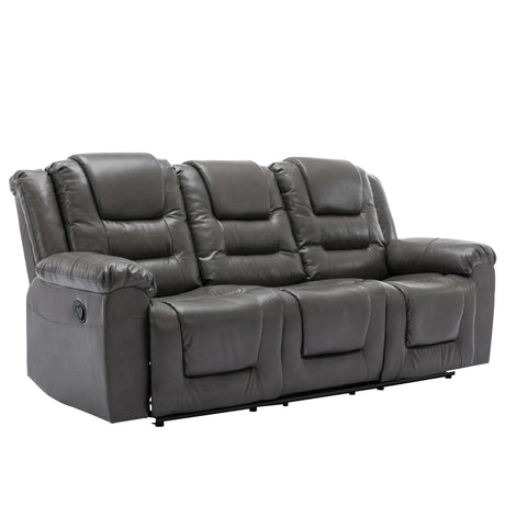 Grey Manual PU Upholstered Home Theater Recliner Chair Set - Omega Lifestyles