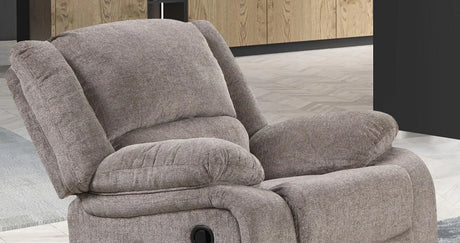 Transitional Mocha Chenille Manual Recliner With Pillow Arms - Omega Lifestyles