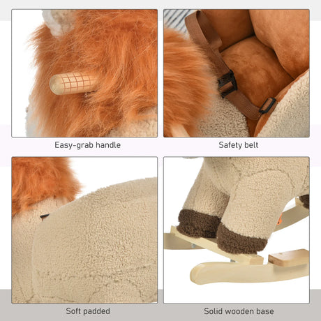 Lion-Themed Plush Baby Rocking Horse With Sound - Omega Lifestyles