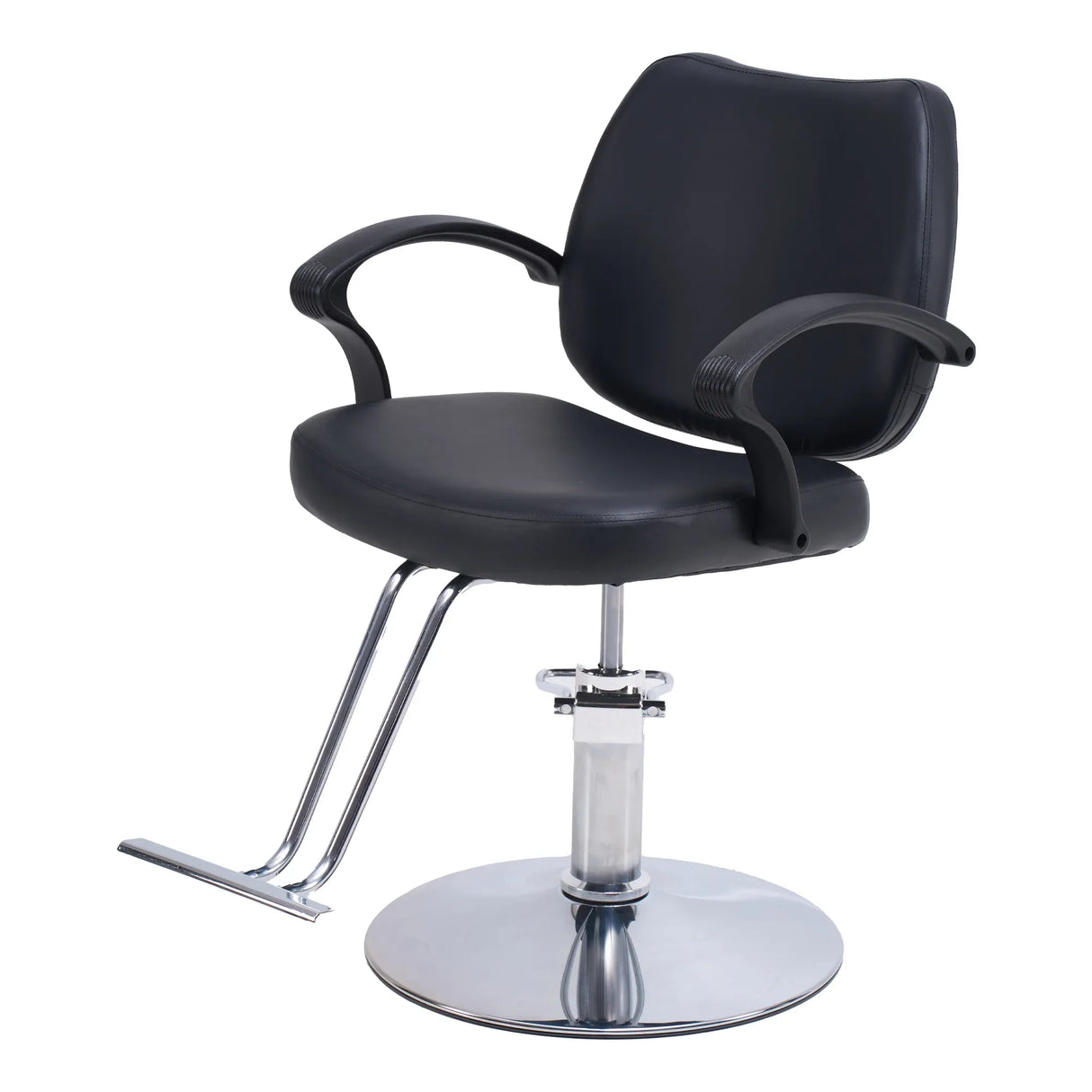 Adjustable Height Black PU Leather Barber Chair - Omega Lifestyles