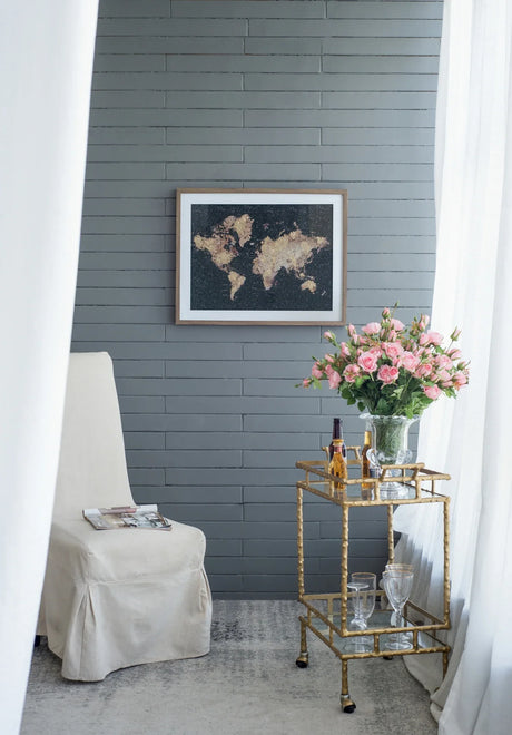 Antique Brass Aluminum Glass Two-Tier Bar Cart - Omega Lifestyles